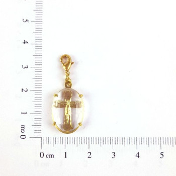 PIN BERLOQUE OVAL CRUZ PEDRA ACRILICA