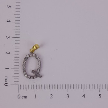 PIN LATÃO BRUTO ZIRCÔNIA LETRA Q CAP