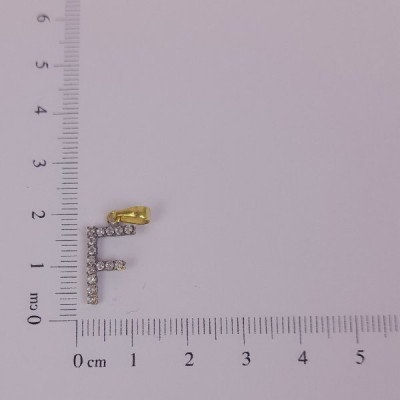 PIN LATÃO BRUTO ZIRCÔNIA LETRA F CAP