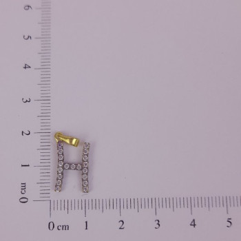 PIN LATÃO BRUTO ZIRCÔNIA LETRA H CAP