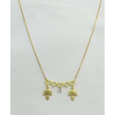 COLAR CANGA COM 2 FILHOS ZIRCONIA