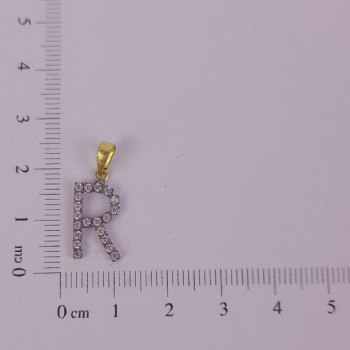 PIN LATÃO BRUTO ZIRCÔNIA LETRA R CAP