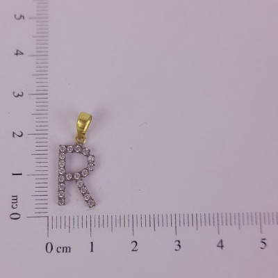 PIN LATÃO BRUTO ZIRCÔNIA LETRA R CAP