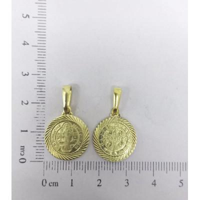 PIN MEDALHA 15MM SÃO BENTOCORDA DIAMANTADA