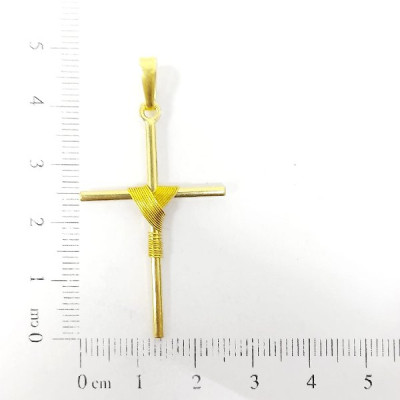 PIN CRUZ PALITO ARAMADA FIO LATÃO 4CM CAM