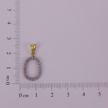 PIN LATÃO BRUTO ZIRCÔNIA LETRA O CAP