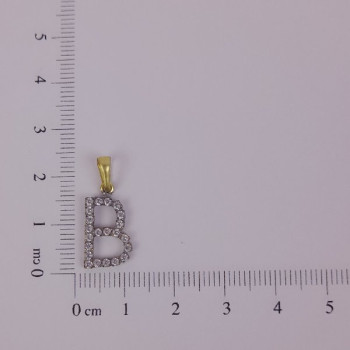 PIN LATÃO BRUTO ZIRCÔNIA LETRA B CAP