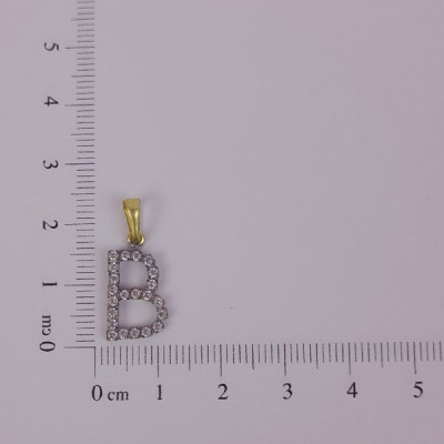 PIN LATÃO BRUTO ZIRCÔNIA LETRA B CAP