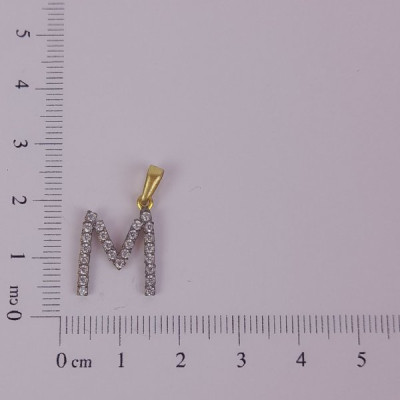 PIN LATÃO BRUTO ZIRCÔNIA LETRA M CAP