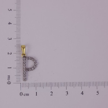 PIN LATÃO BRUTO ZIRCÔNIA LETRA P CAP