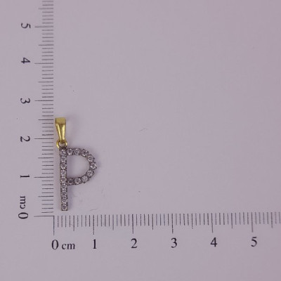 PIN LATÃO BRUTO ZIRCÔNIA LETRA P CAP