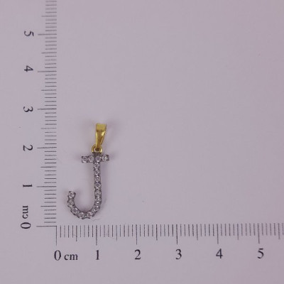 PIN LATÃO BRUTO ZIRCÔNIA LETRA J CAP