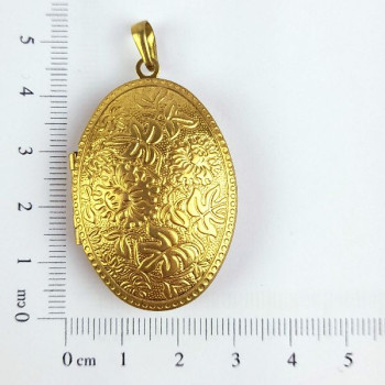 PIN RELICÁRIO OVAL FLORAL 27MM CAM