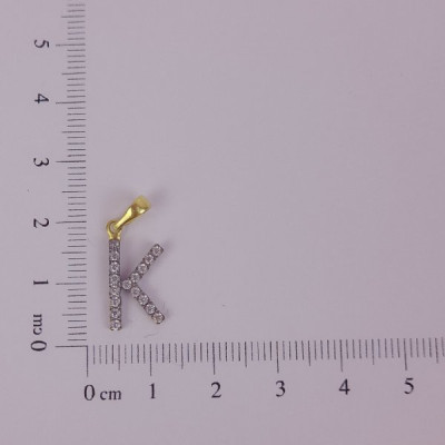 PIN LATÃO BRUTO ZIRCÔNIA LETRA k CAP