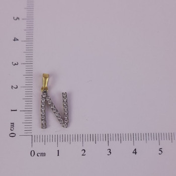 PIN LATÃO BRUTO ZIRCÔNIA LETRA N CAP