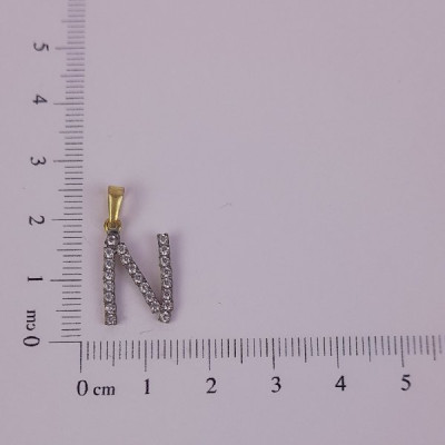 PIN LATÃO BRUTO ZIRCÔNIA LETRA N CAP