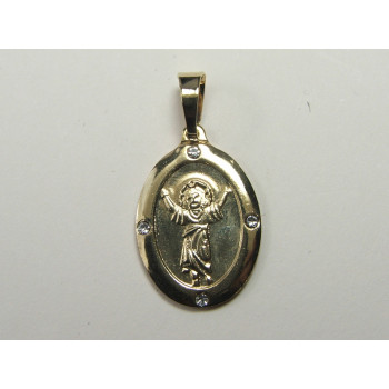 PING LATÃO BRUTO DIVINO NINO C/ 4 PEDRAS