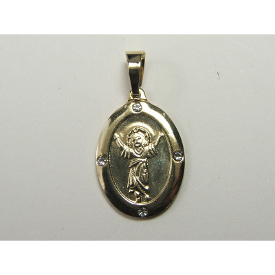 PING LATÃO BRUTO DIVINO NINO C/ 4 PEDRAS