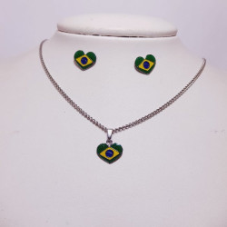CONJUNTO INOX CORAÇÃO BRASIL P