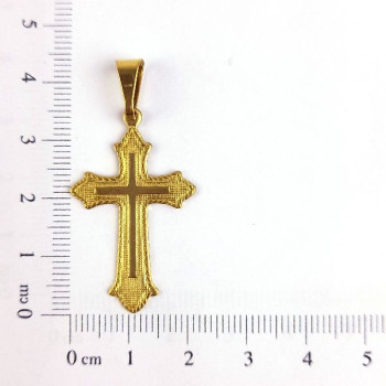 PING LATÃO CRUCIFIXO LISO CENTRO C/ BORDA