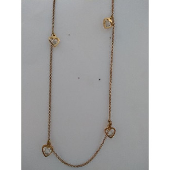 COLAR LONGO 70CM C/ CORAÇÕES EM ZIRCONIA