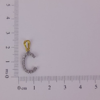 PIN LATÃO BRUTO ZIRCÔNIA LETRA C CAP