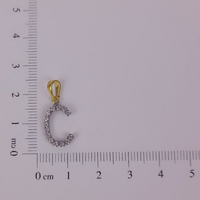 PIN LATÃO BRUTO ZIRCÔNIA LETRA C CAP