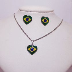 CONJUNTO INOX CORAÇÃO BRASIL M