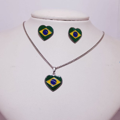 CONJUNTO INOX CORAÇÃO BRASIL M