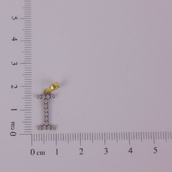 PIN LATÃO BRUTO ZIRCÔNIA LETRA I CAP