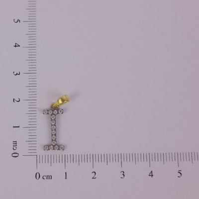 PIN LATÃO BRUTO ZIRCÔNIA LETRA I CAP