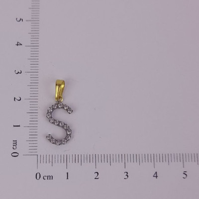 PIN LATÃO BRUTO ZIRCÔNIA LETRA S CAP