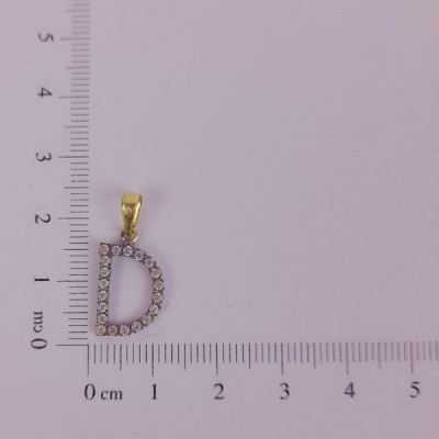 PIN LATÃO BRUTO ZIRCÔNIA LETRA D CAP