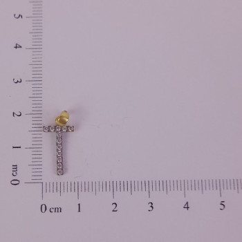PIN LATÃO BRUTO ZIRCÔNIA LETRA T CAP