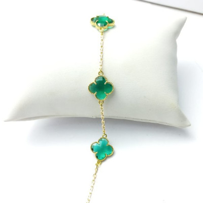 PUL TREVO PEDRA VERDE ZIRCONIA 21CM