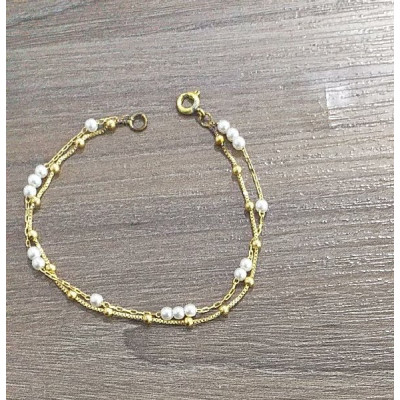 PUL. DUPLA C/ PÉROLA E CORRENTE DE BOLINHA