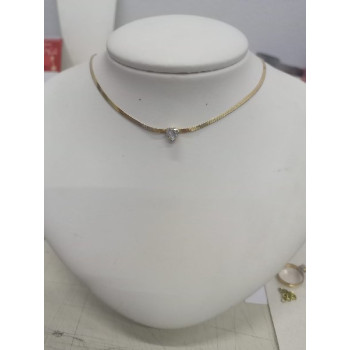 CHOKER FITA LAMINADA C/ZIRCONIA CORAÇÃO 6MM