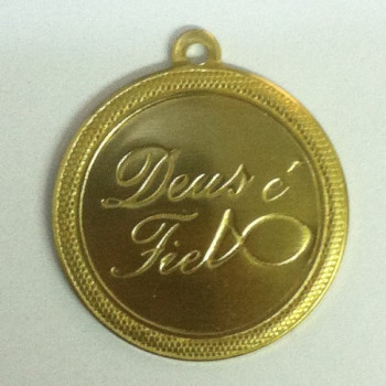 PINGENTE REDONDO DEUS É FIEL C/PEIXE