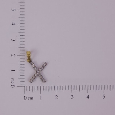 PIN LATÃO BRUTO ZIRCÔNIA LETRA X CAP