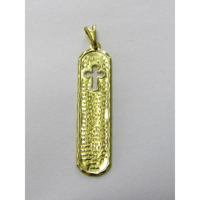 PING LATÃO PLACA PAI NOSSO COM CRUZ VAZADA