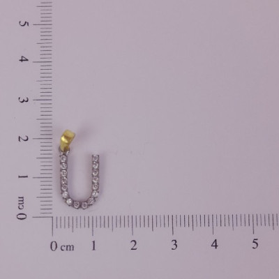 PIN LATÃO BRUTO ZIRCÔNIA LETRA U CAP