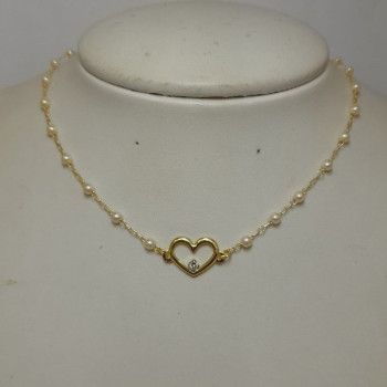 CHOCKER PEROLA CORAÇÃO ZIRCONIA 35+10