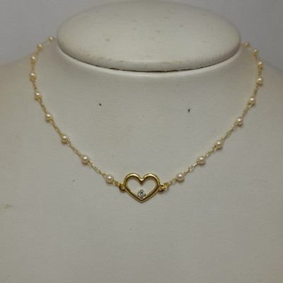 CHOCKER PEROLA CORAÇÃO ZIRCONIA 35+10
