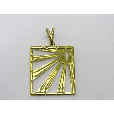 PING LATÃO RETANGULO VZ C/  MINI CRUZ VZ CANTO CAM