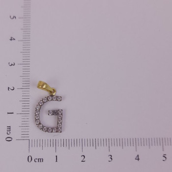 PIN LATÃO BRUTO ZIRCÔNIA LETRA G CAP