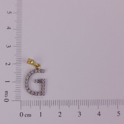 PIN LATÃO BRUTO ZIRCÔNIA LETRA G CAP