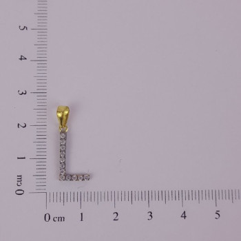 PIN LATÃO BRUTO ZIRCÔNIA LETRA L CAP