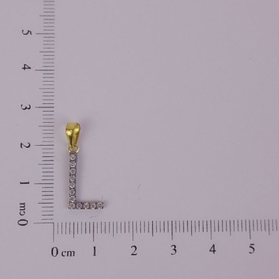 PIN LATÃO BRUTO ZIRCÔNIA LETRA L CAP