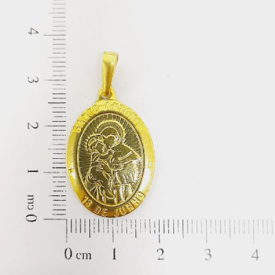 PING LATÃO BRUTO MEDALHA STO ANTONIO